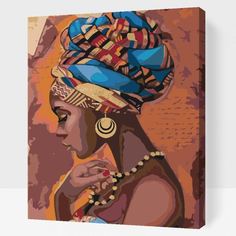 Afrikansk Flicka Måla efter Nummer: Konstverkssats