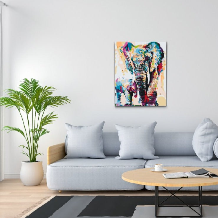 elefantmor och barn målning