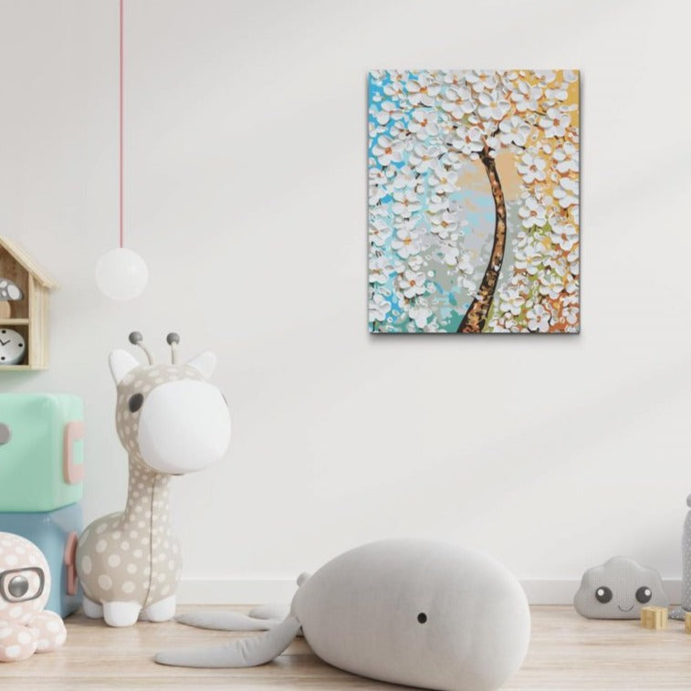 Måla vita blommor steg för steg