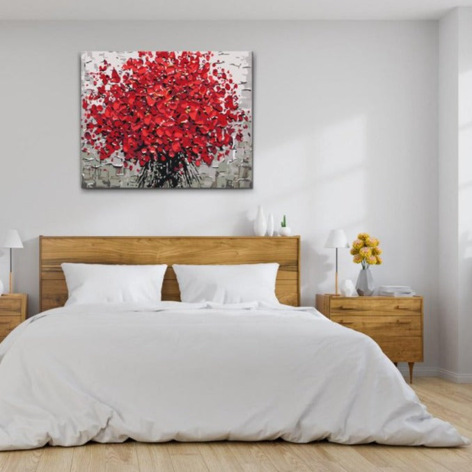röd blomkonst DIY-målning