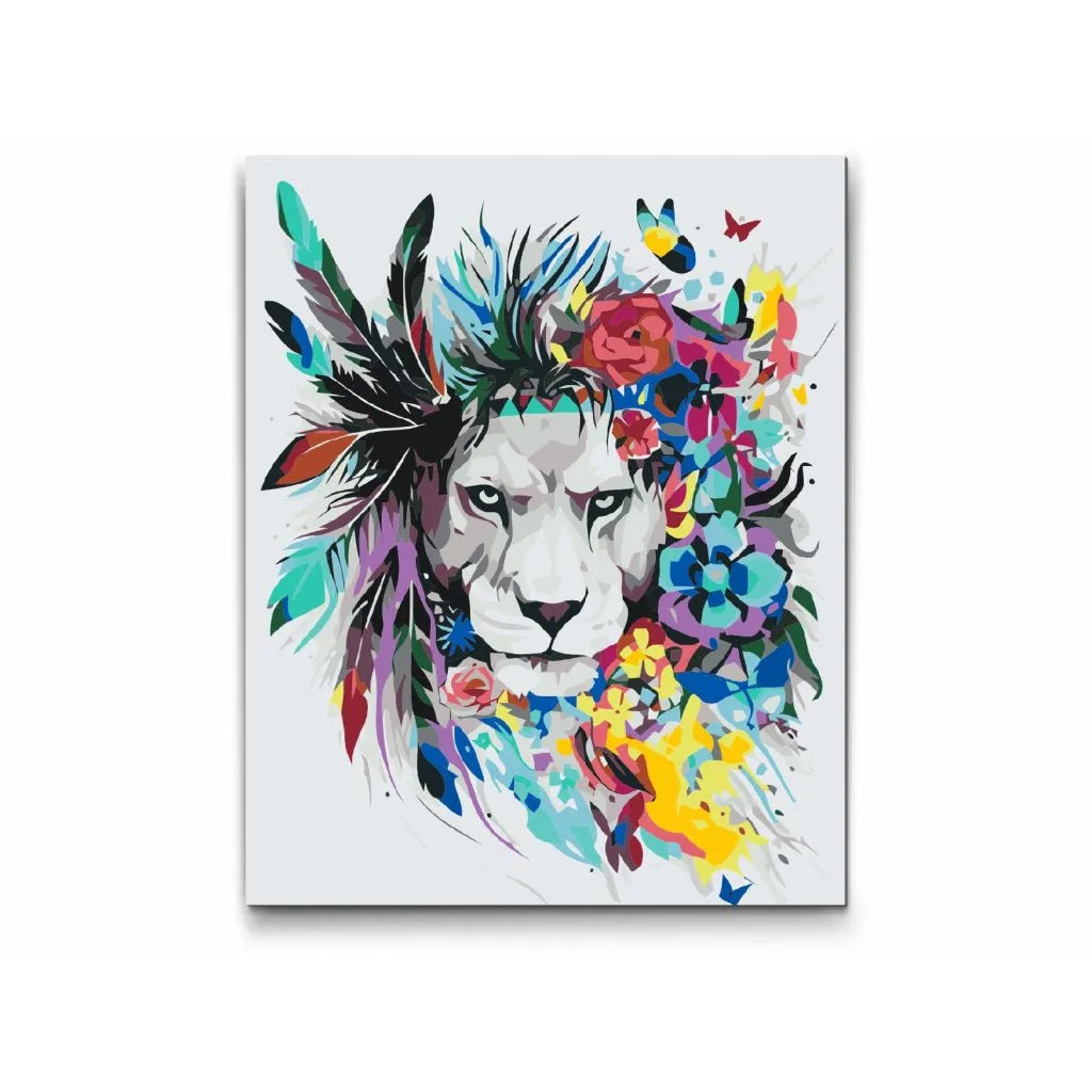 paint by numbers lejon med blommor