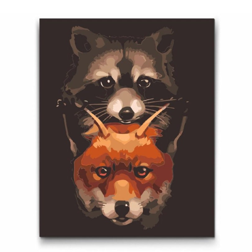 paint by numbers räv och tvättbjörn