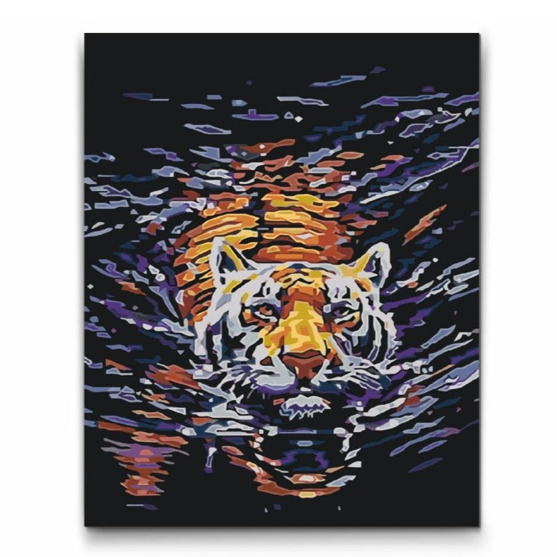 paint by numbers tiger som simmar