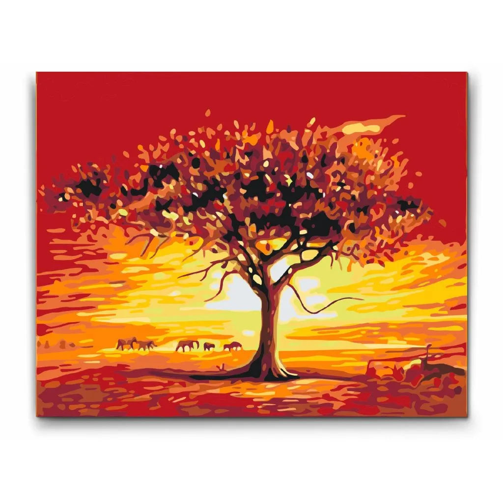 African sunset - måla efter nummer vuxna