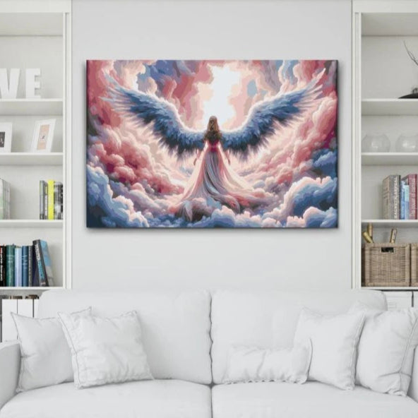Paint by Numbers Ängelvingar – vitt och ljust andligt motiv