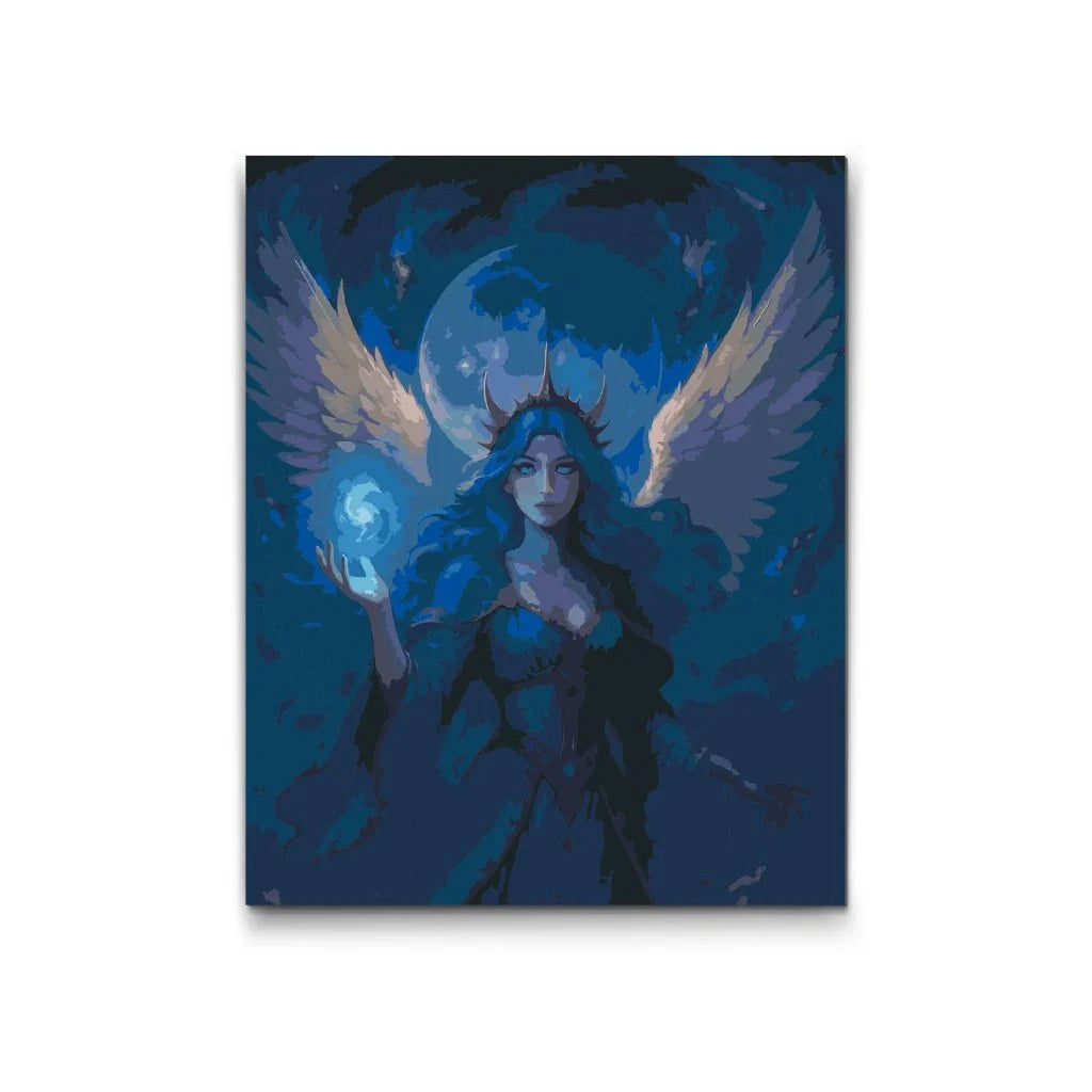 Månens beskyddarinna – kvinna med vingar i månsken Paint By Numbers tavla