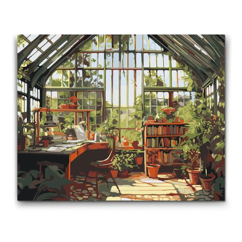 Det Gröna Rummet Paint By Numbers med växter och solljus