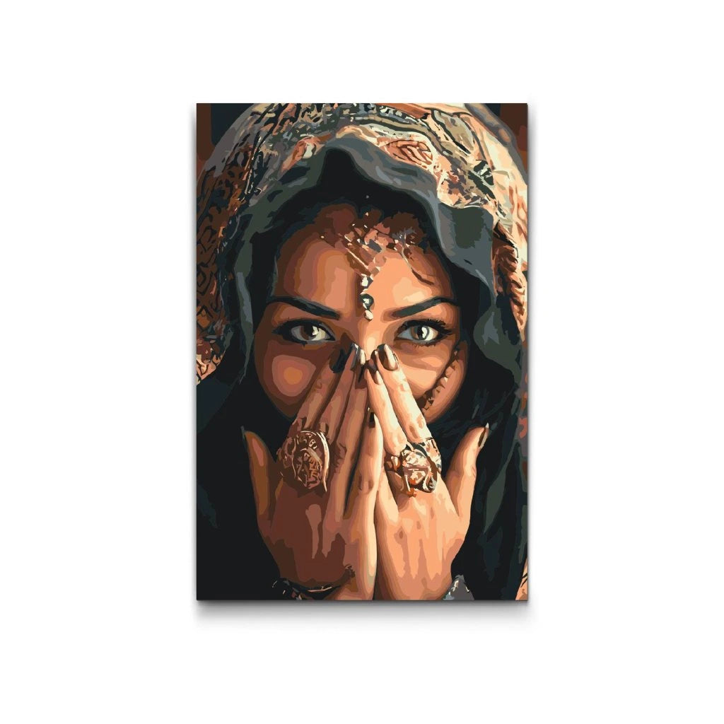 mystisk kvinna med slöja och smycken paint by numbers porträtt