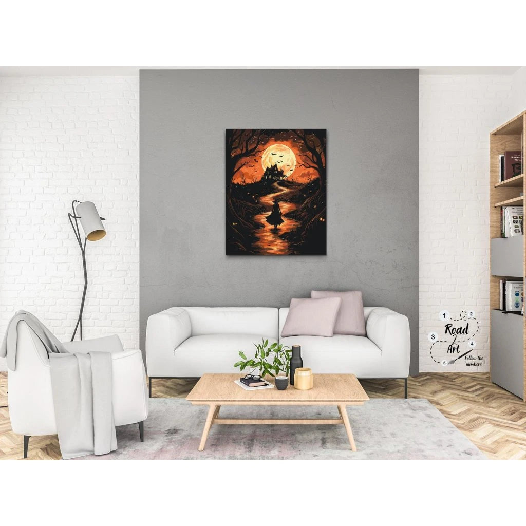 Paint by Numbers – Häxa vid månsken | Halloweenmålning