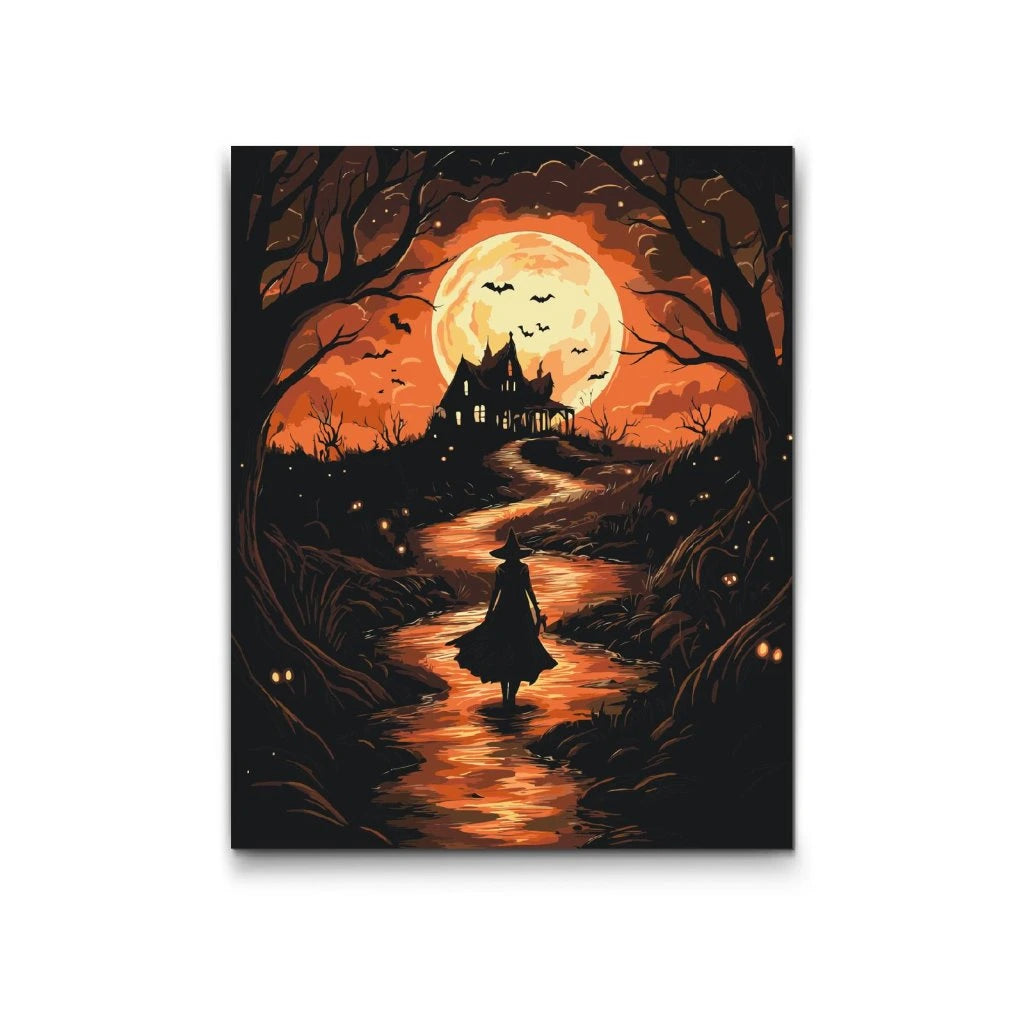 Paint by Numbers – Häxa vid månsken | Halloweenmålning