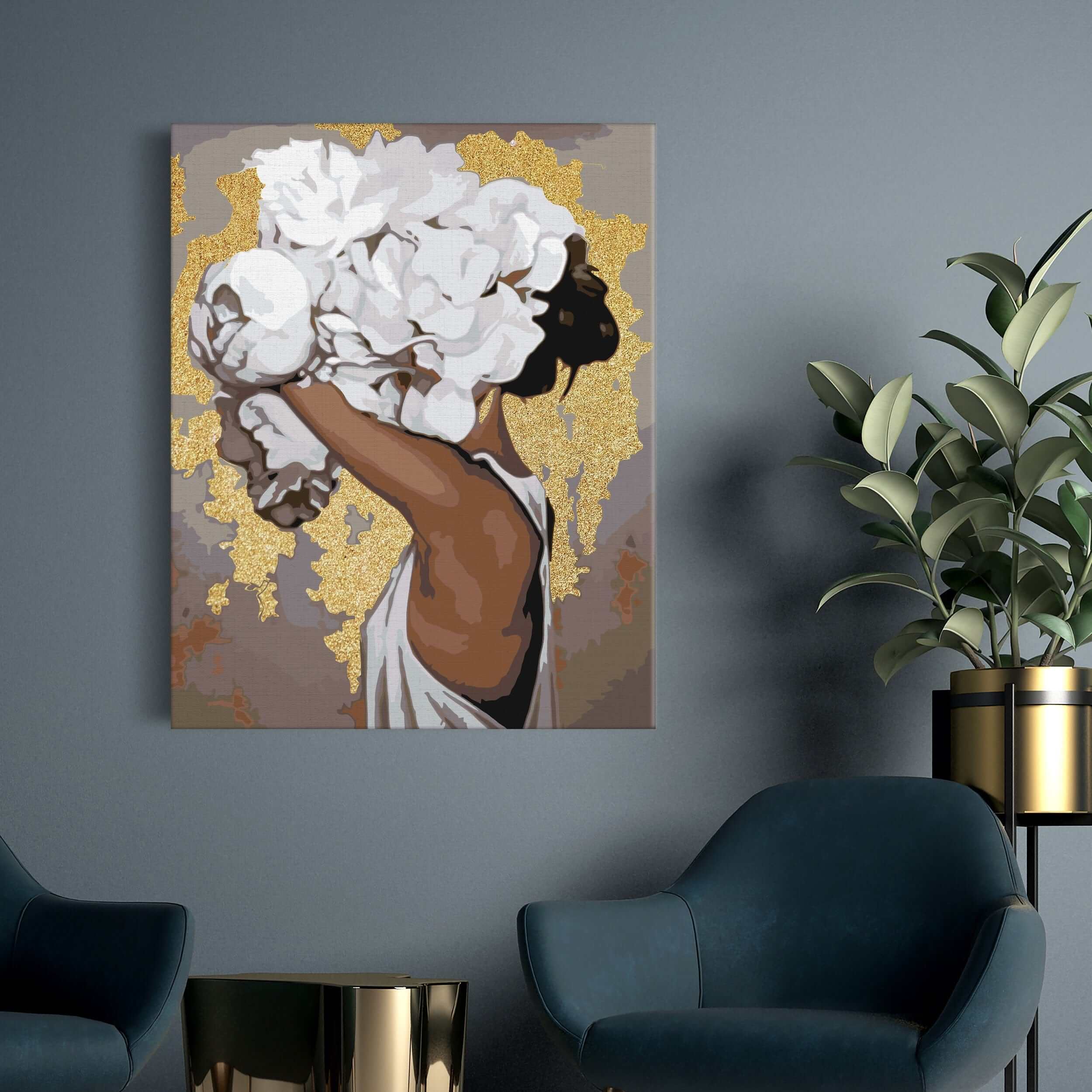 Flicken med bonderrosor - måla efter nummer vuxna