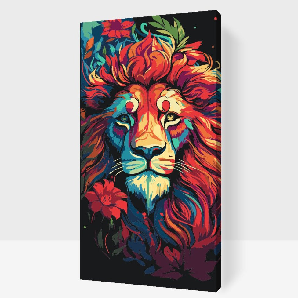 Paint by Numbers – lejon med blommor i manen