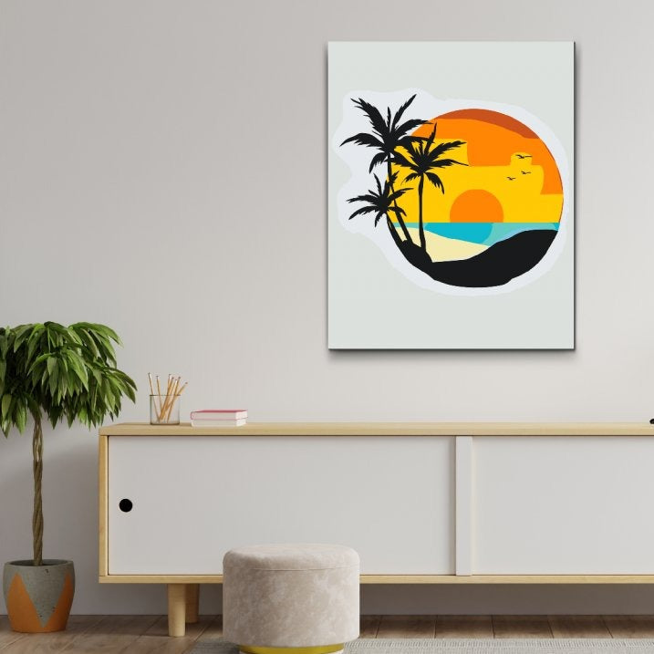 palmer och hav paint by numbers motiv