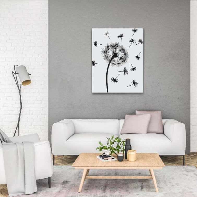 målning av maskros som blåser