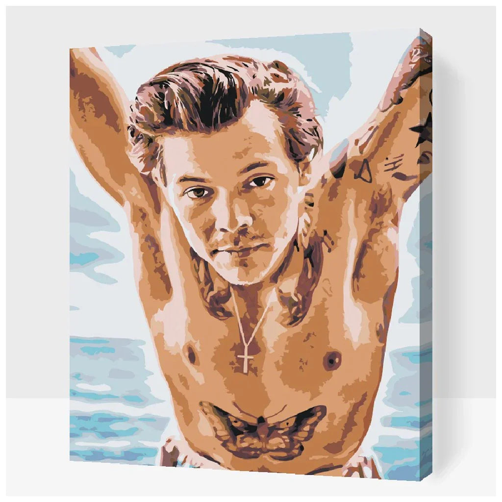 Harry Styles paint by numbers med glatt leende – målad tavla