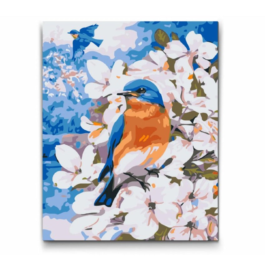 Paint by Numbers med blå fågelmotiv