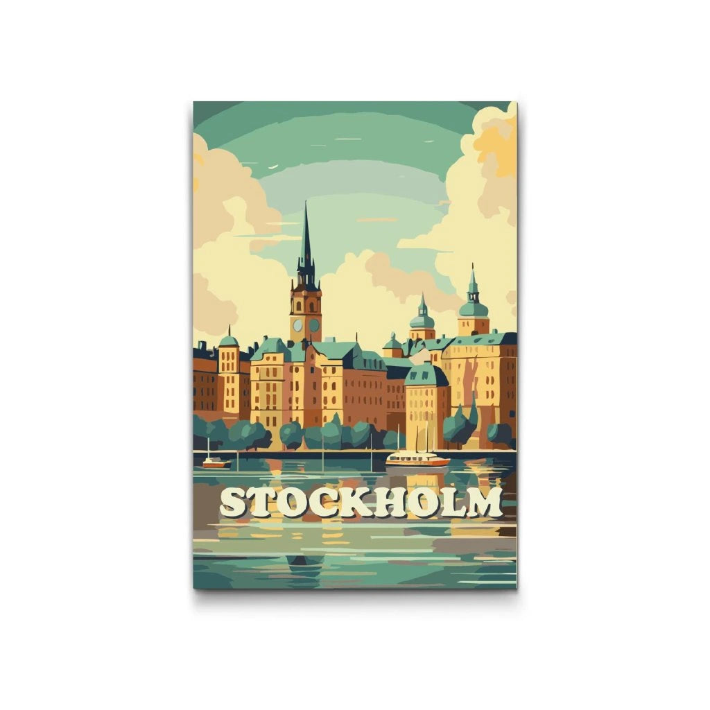 Paint by Numbers Stockholm – målning av Gamla Stan vid vattnet