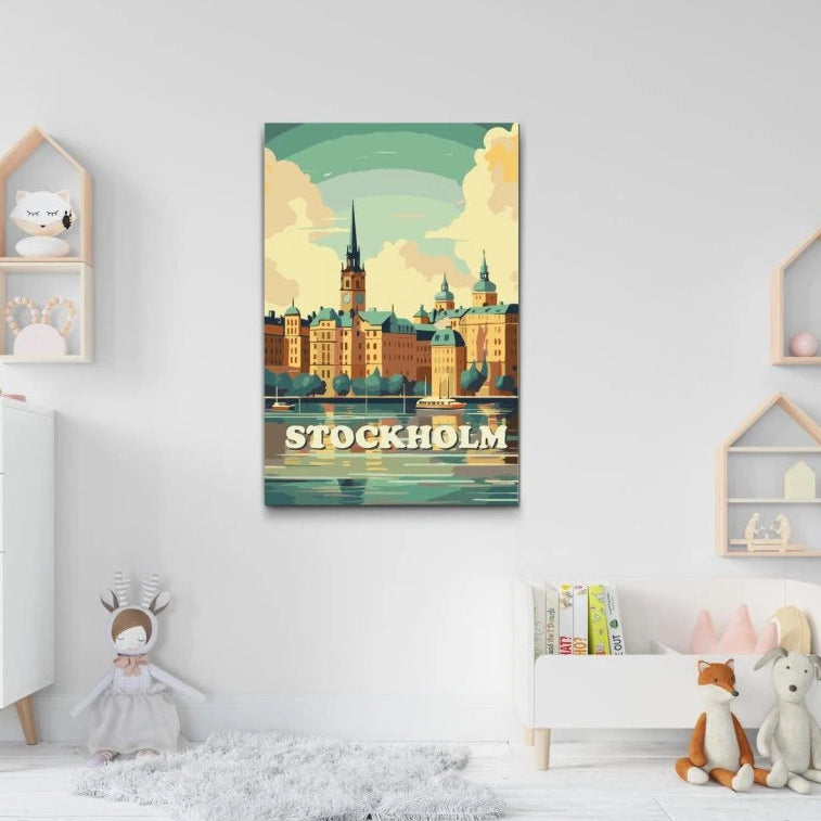 Paint by Numbers Stockholm – målning av Gamla Stan vid vattnet