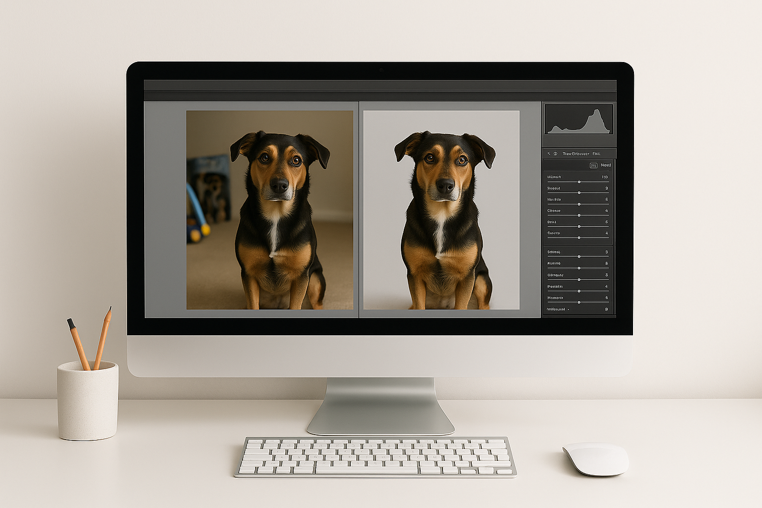 Exempel på bildjustering till paint by numbers-kit