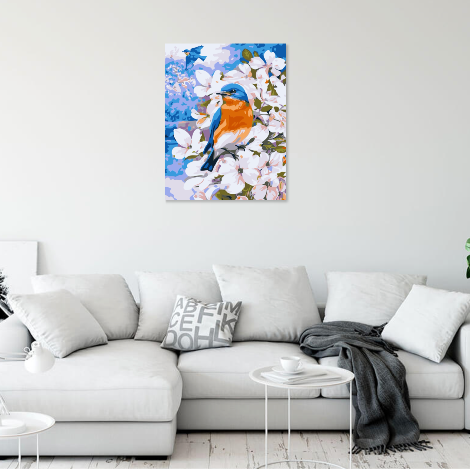 Måla en vacker blå fågel efter nummer