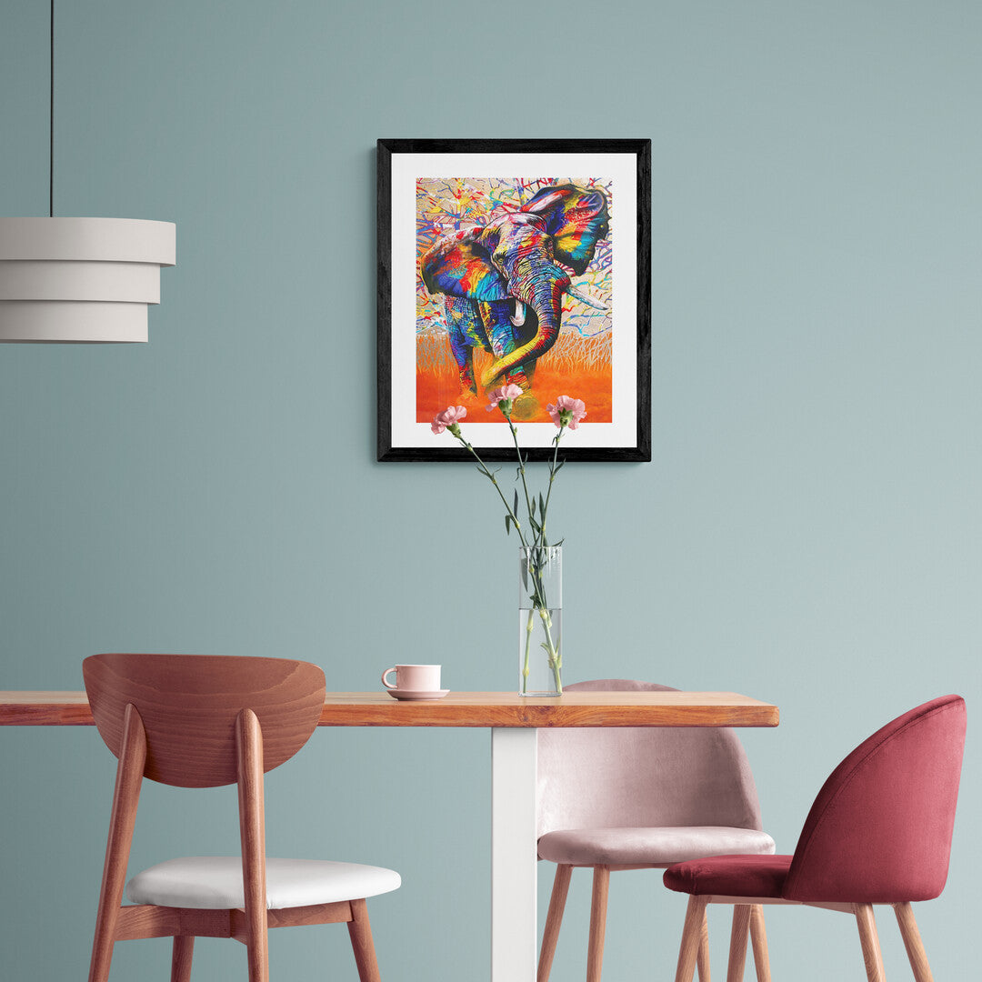 måla färgglad elefant på duk