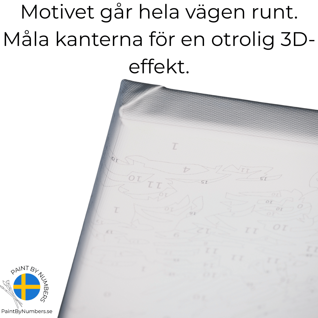 Detalj av paint by numbers-målning med målade sidor