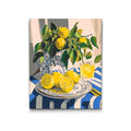 Citroner på bord i blåvit vas – Paint By Numbers kit
