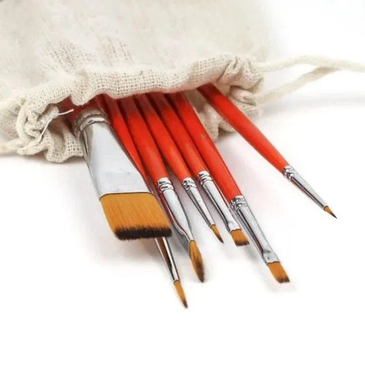 Runda och flata penslar – 7-pack i röd design
