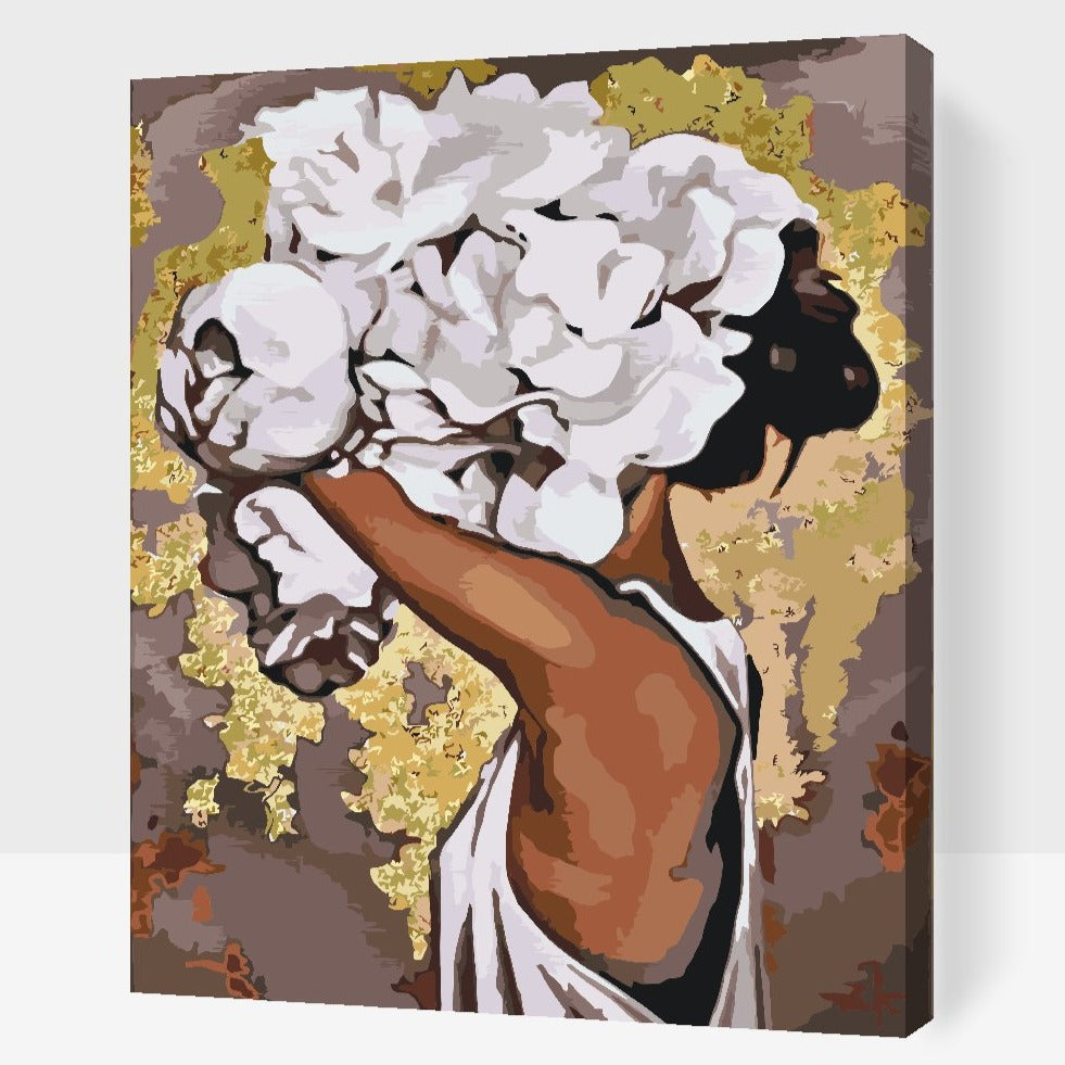 Flicken med bonderrosor - måla efter nummer vuxna