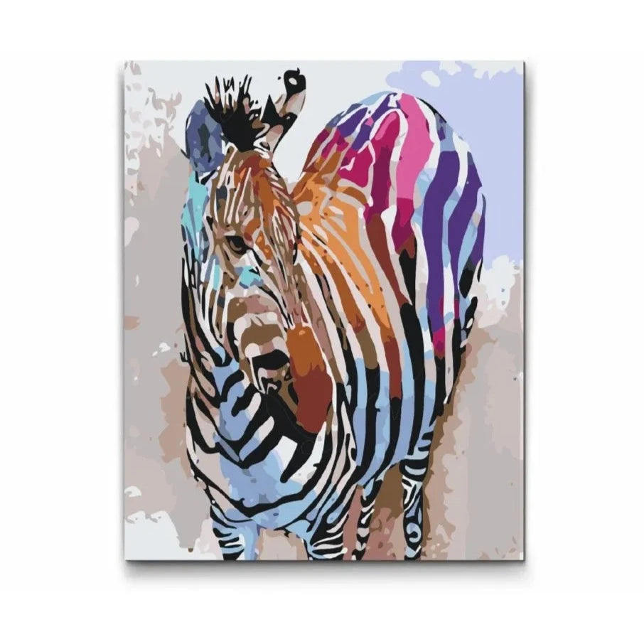 paint by numbers färgrik zebra

