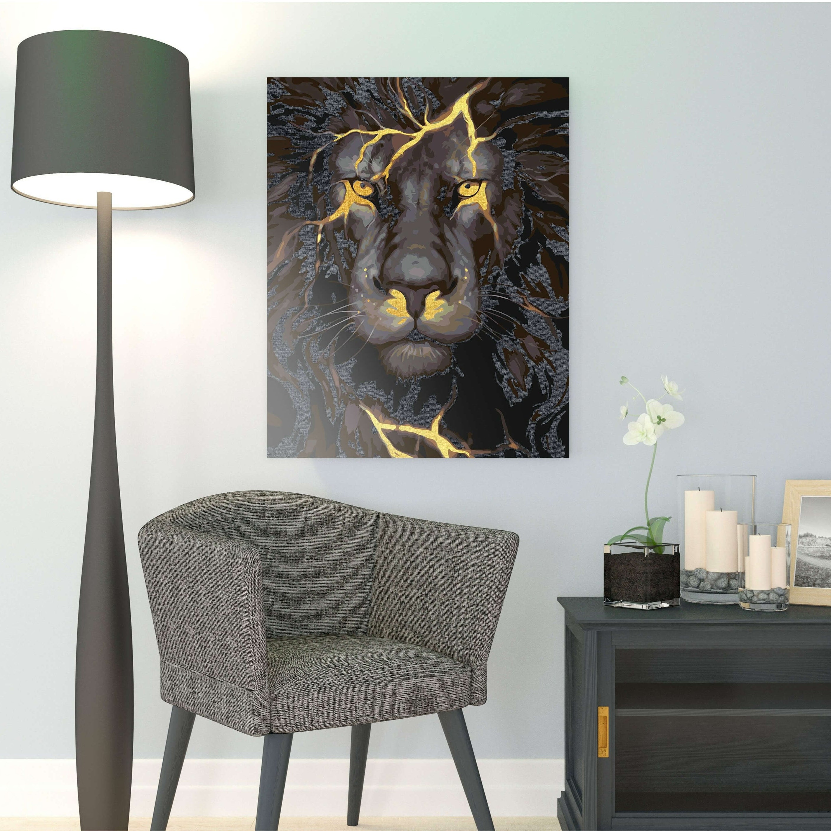 Svart Lejon - måla efter nummer vuxna