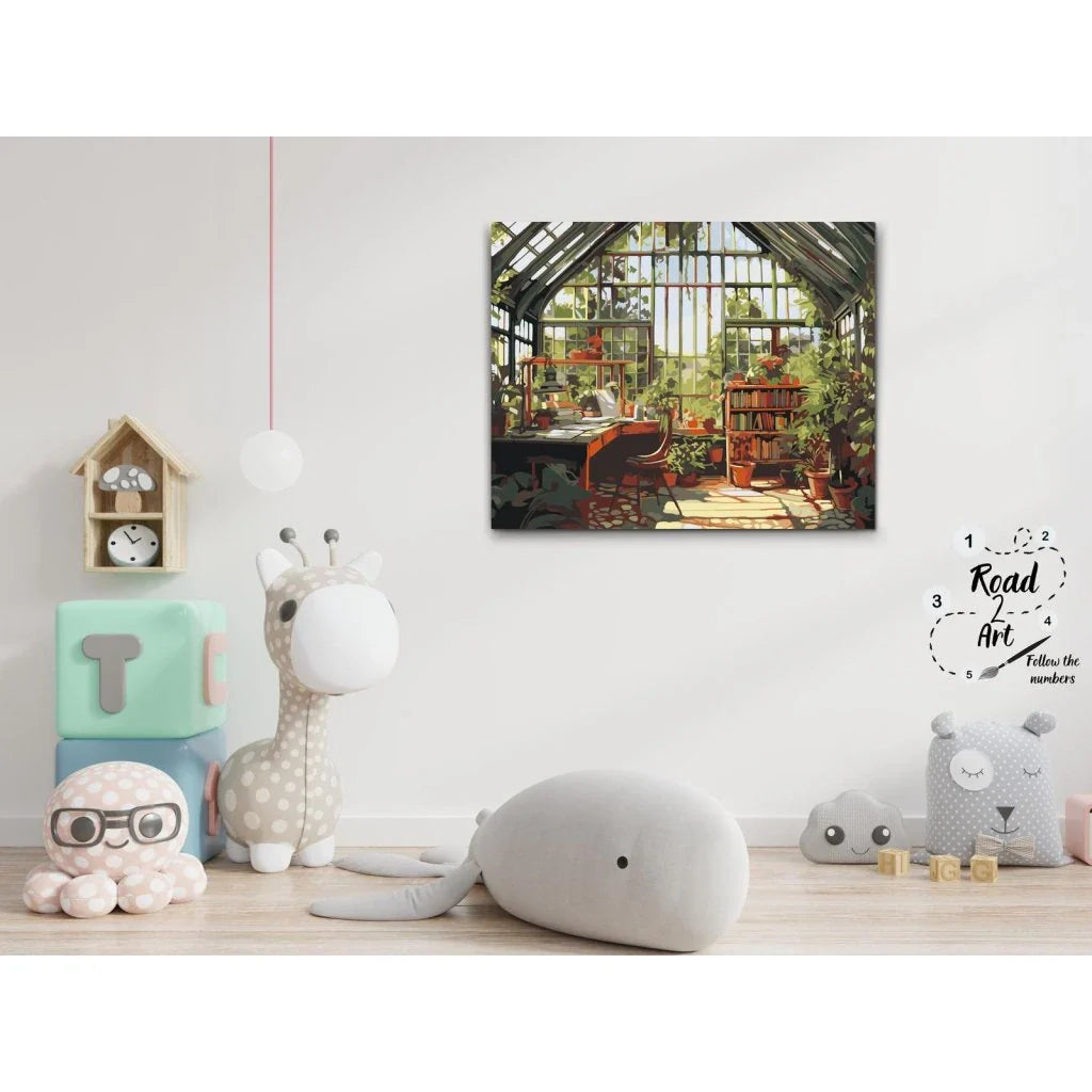 Avkopplande målning av växthus interiör paint by numbers