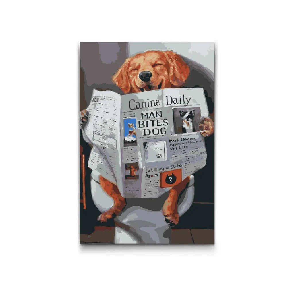 Paint By Numbers tavla hund läser tidning