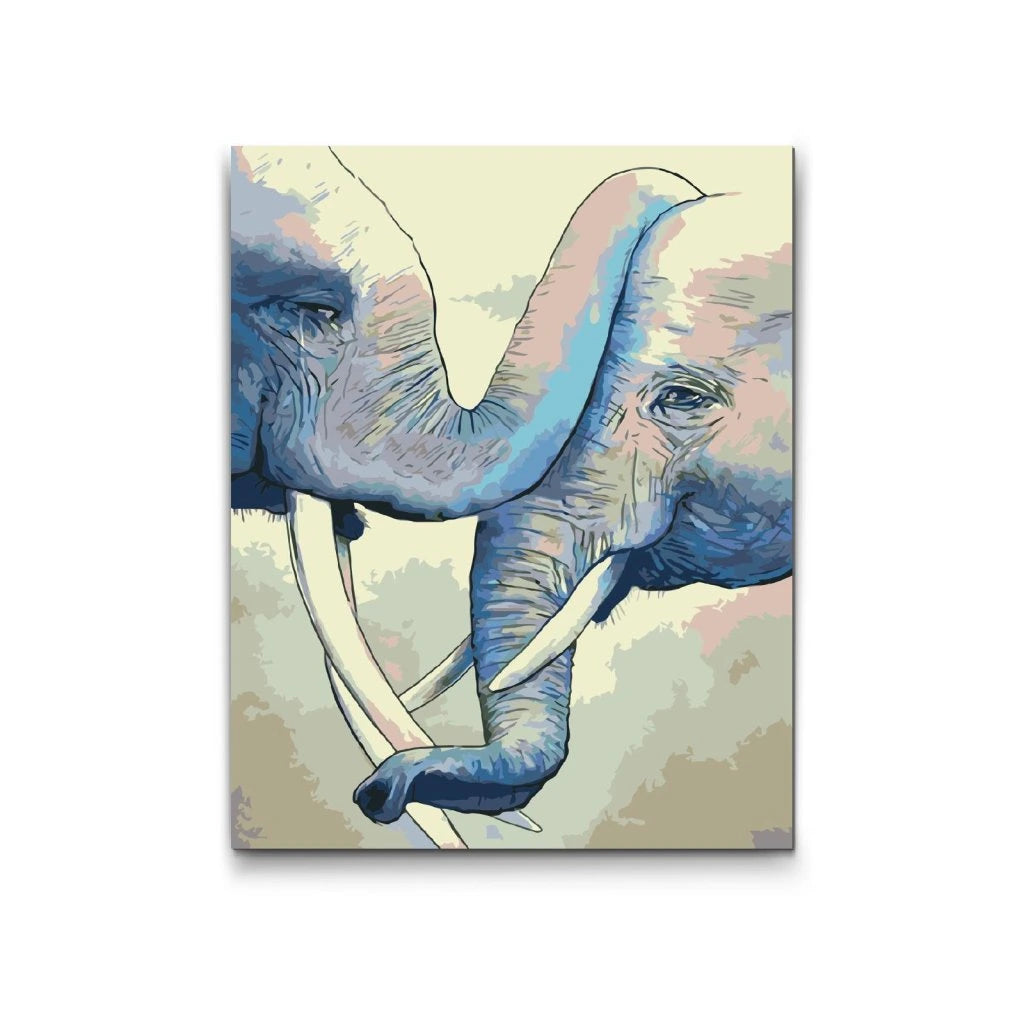 två elefanter i kärleksfullt möte paint by numbers