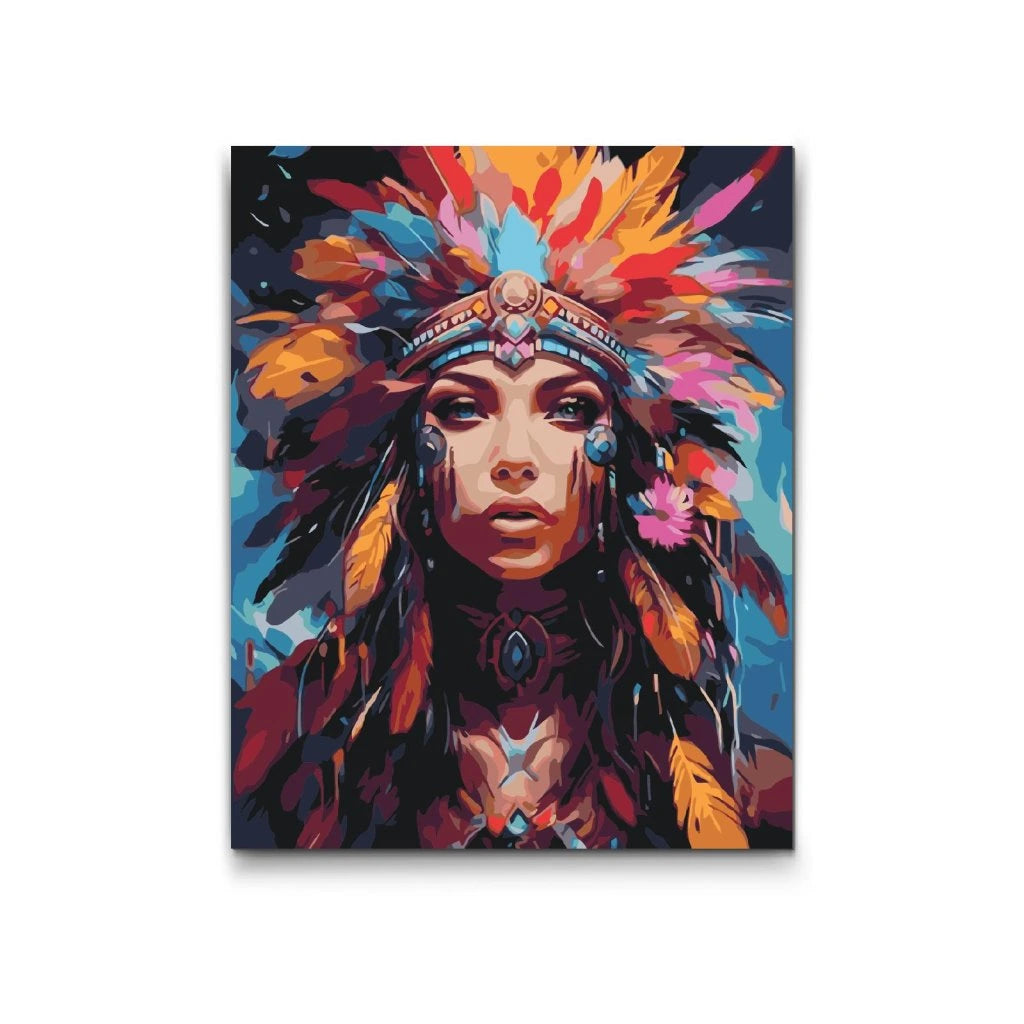 färgstark krigarkvinna paint by numbers porträtt att måla själv
