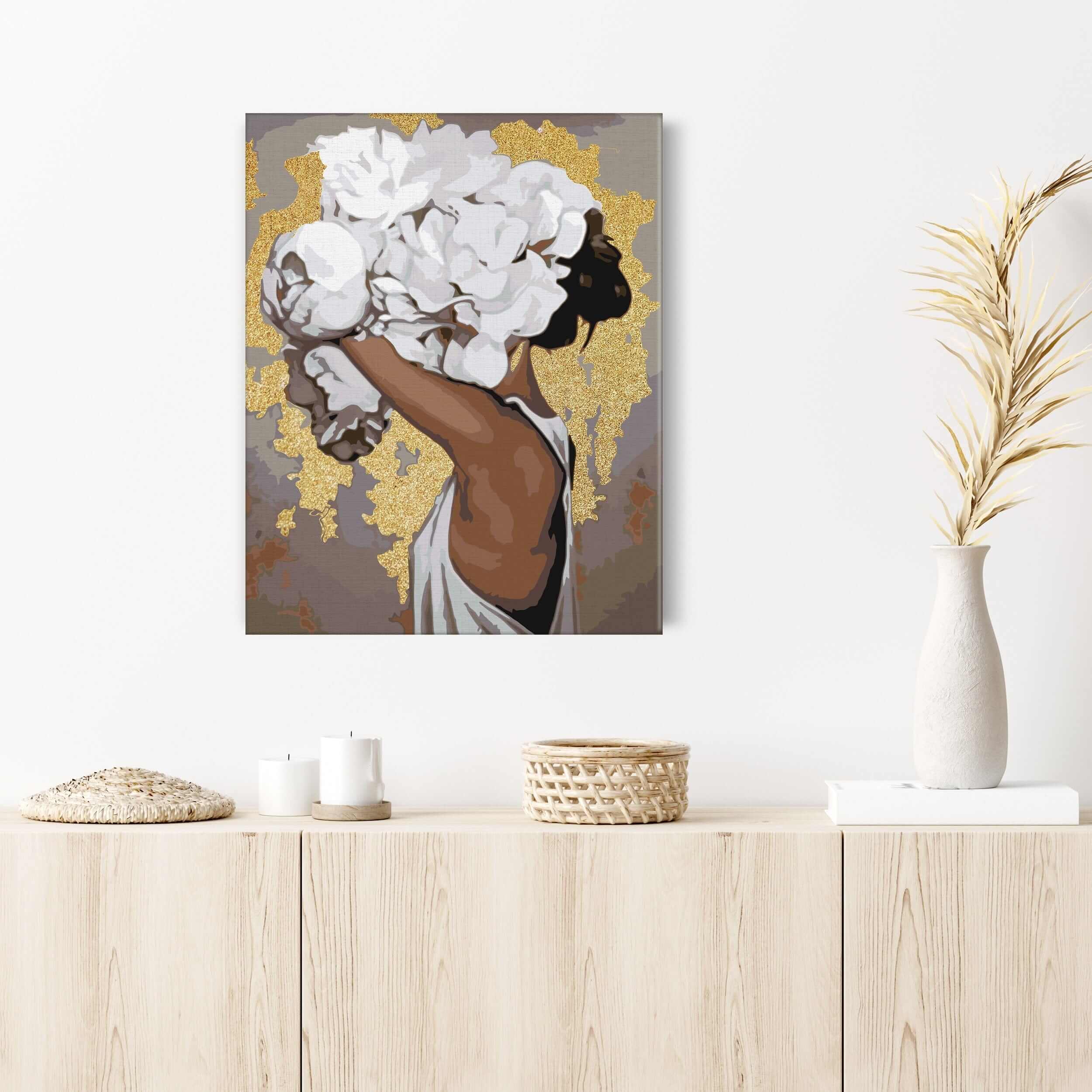 Flicken med bonderrosor - måla efter nummer vuxna