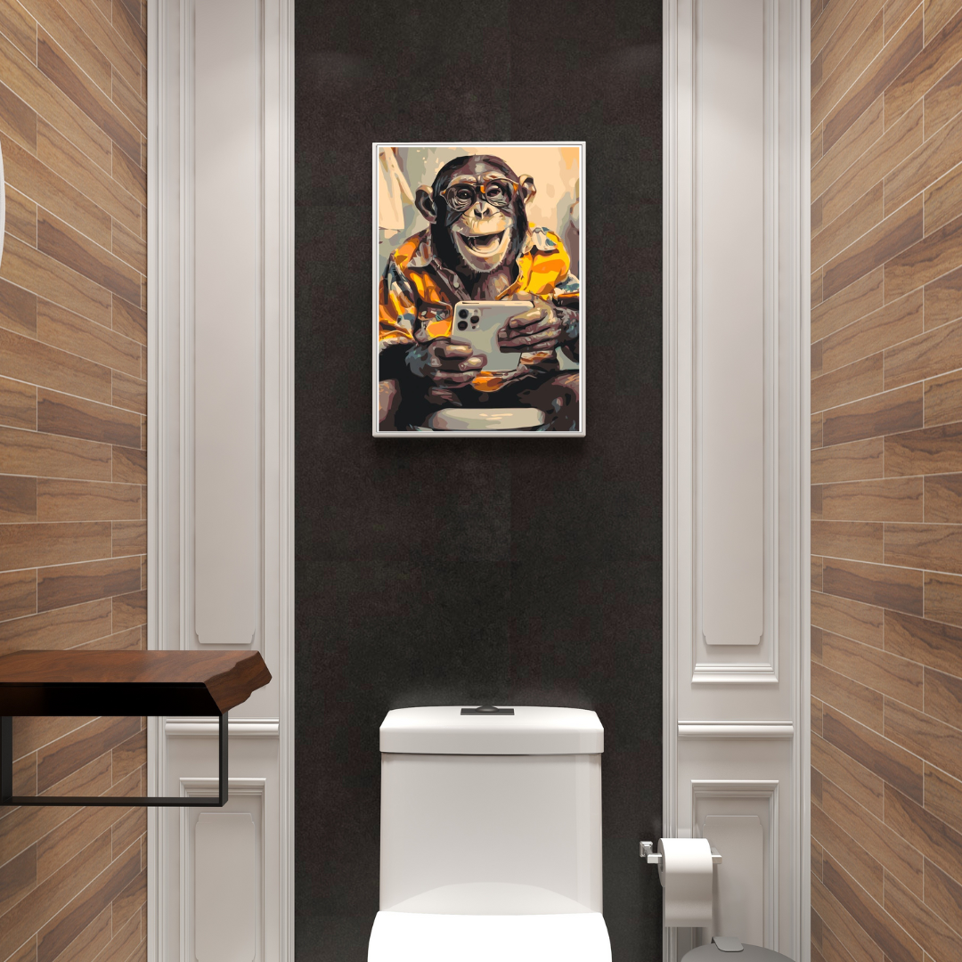 Paint By Numbers – Selfie-Apa På Toaletten | Rolig Tavla