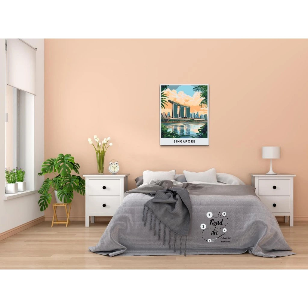 singapore skyline måla efter nummer konstverk
