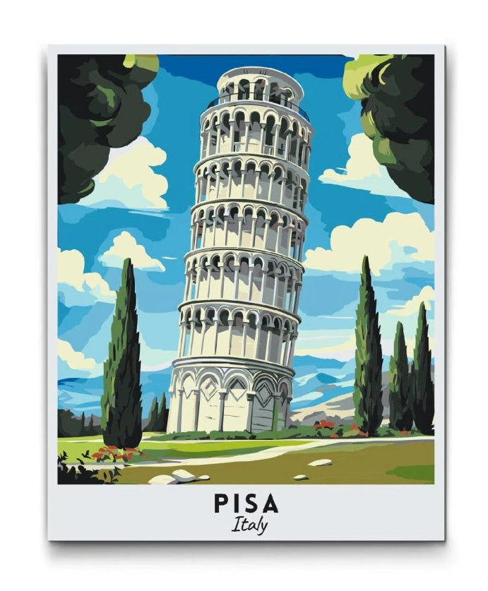 lutande tornet i pisa måla efter nummer resemotiv