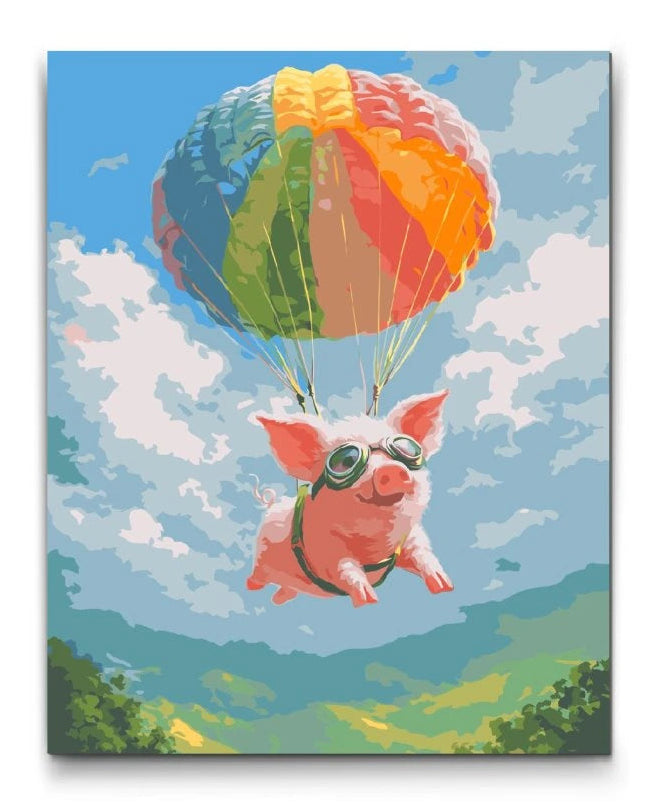 flygande gris måla efter nummer färgglatt motiv