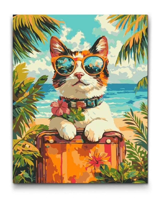 färgglad katt konst måla efter nummer