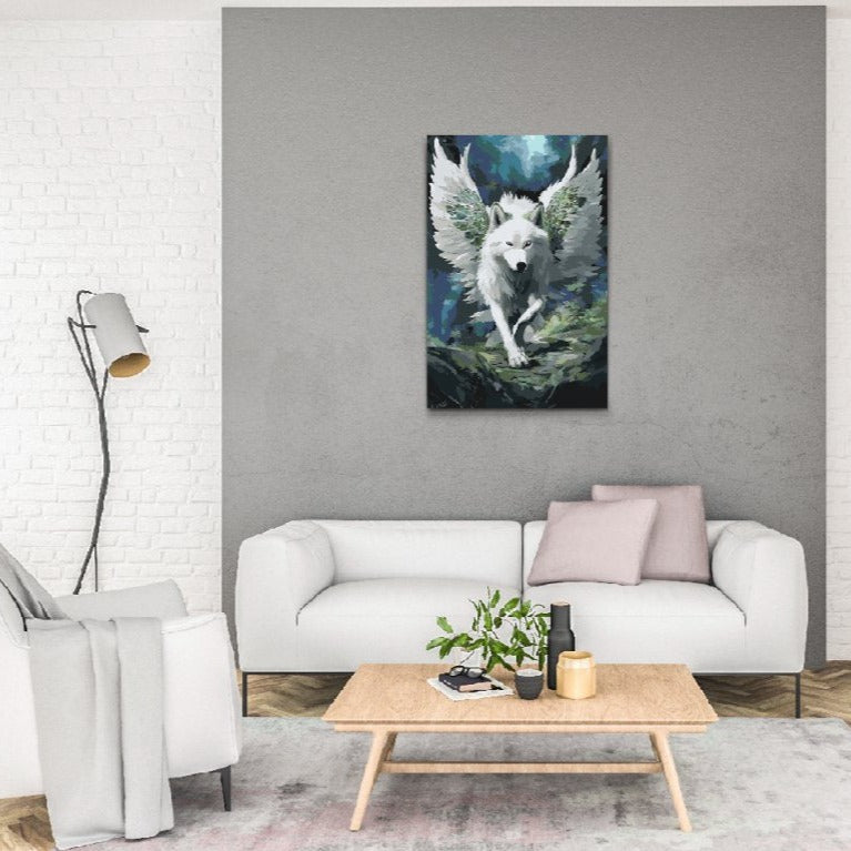 måla mystisk varg med vingar

