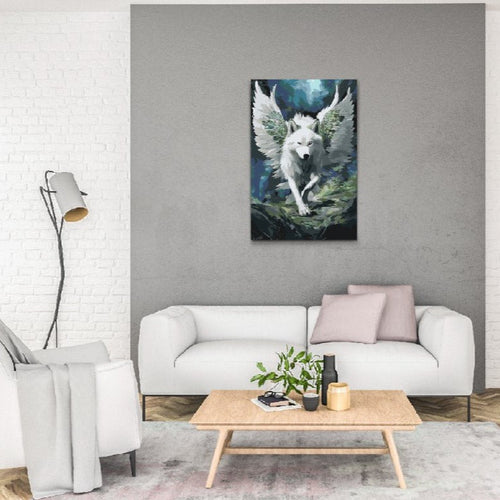 måla mystisk varg med vingar

