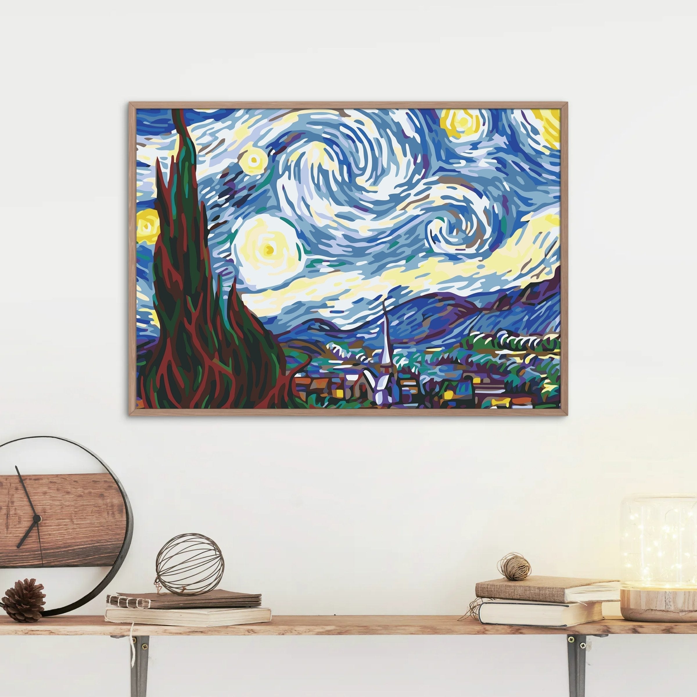 Målning efter nummer av Van Goghs Stjärnenatt

