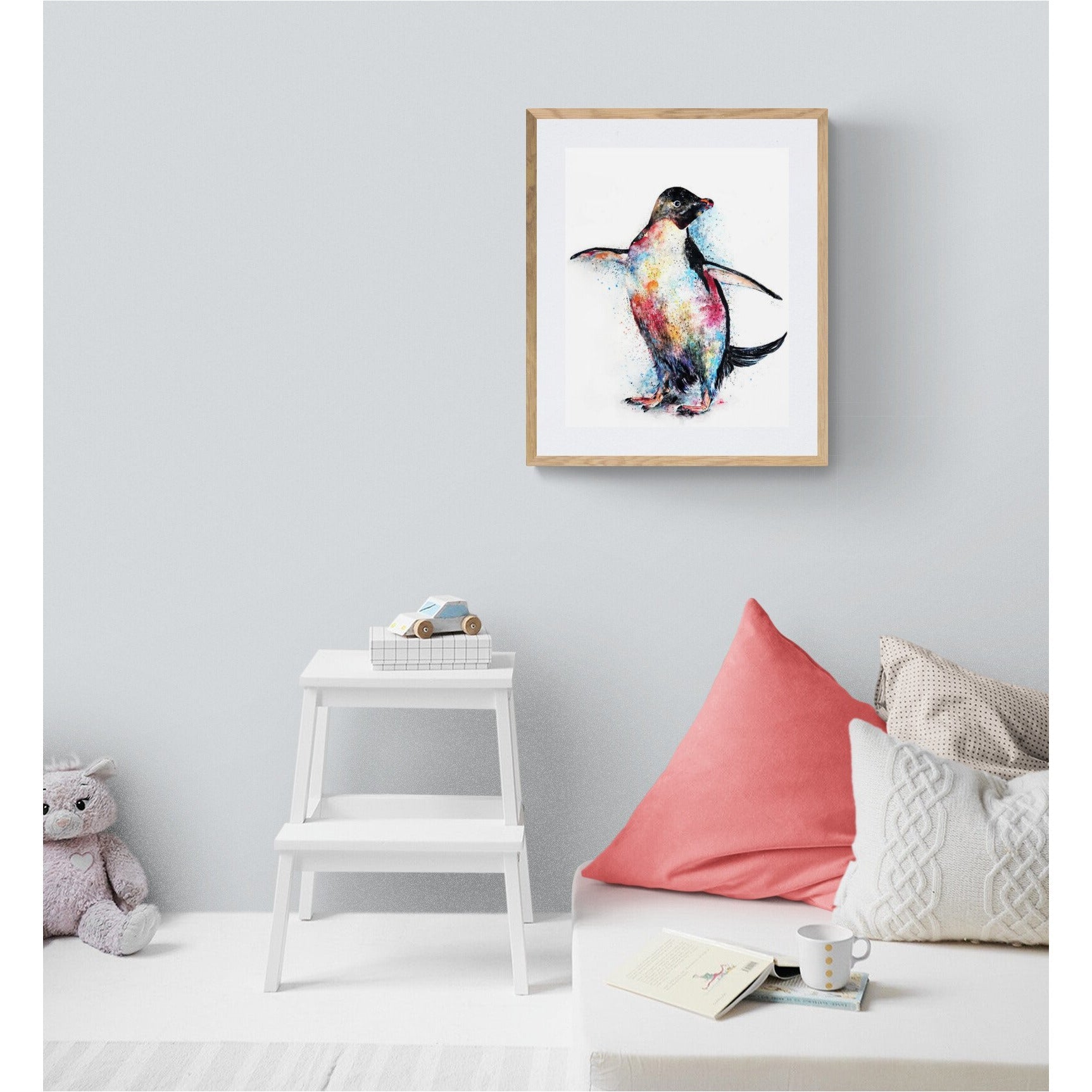 glad pingvinmåling med färger

