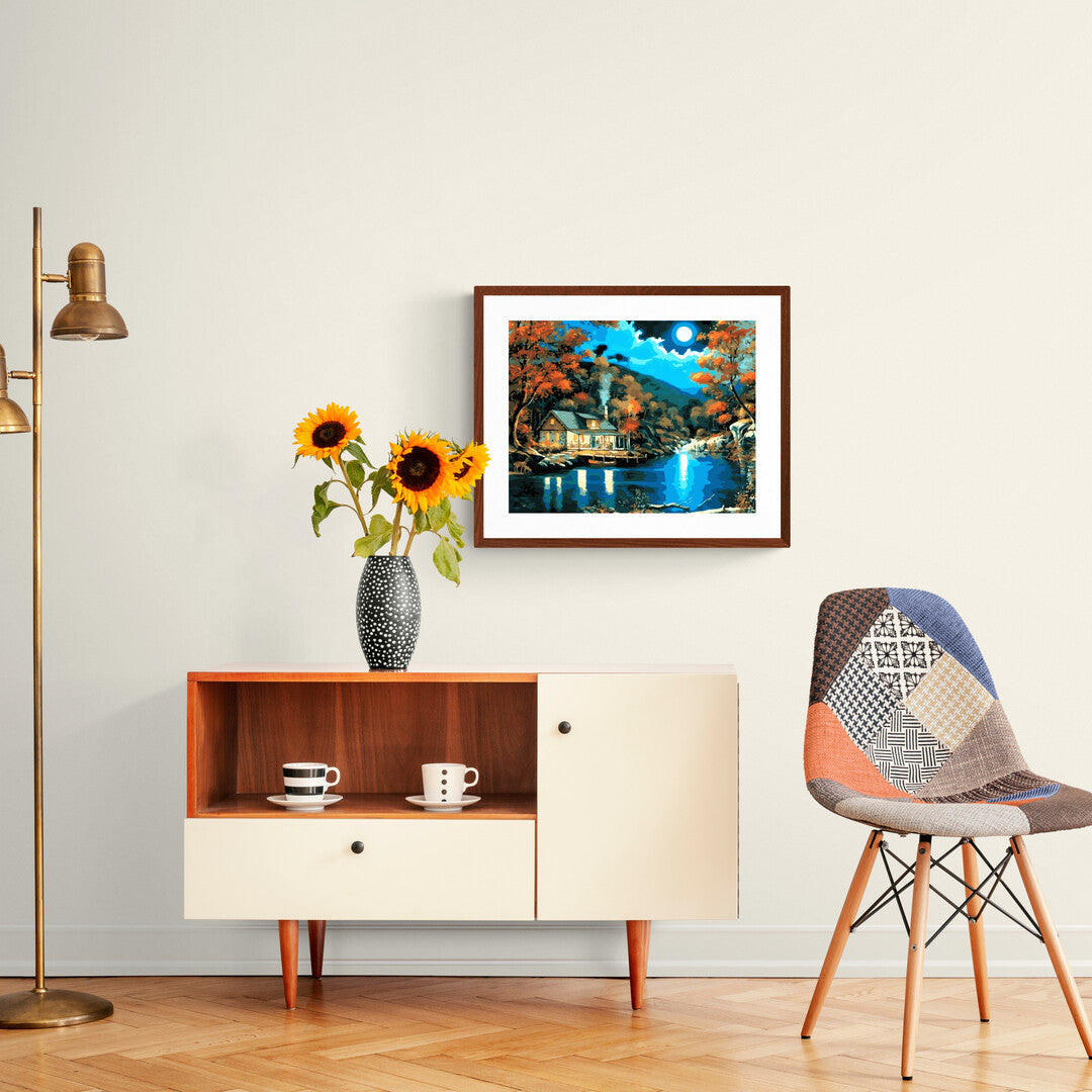 måla en sjö i månljus

